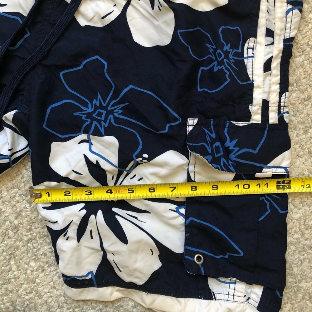 Blue White Hawaiian Hibiscus Board Shorts Swim Trunks Medium - Picture 6 of 12